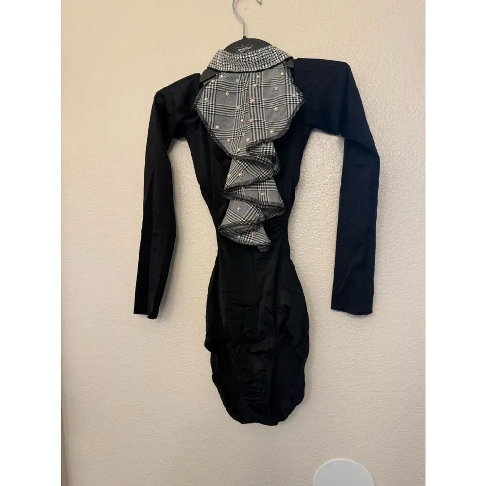 Kelle solo leotard black plaid suit menswear inspired MA-Medium adult